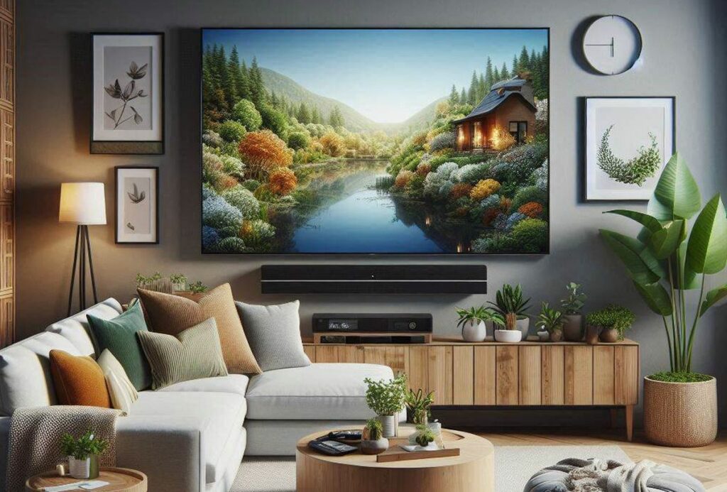 télévision 4k dans un salon